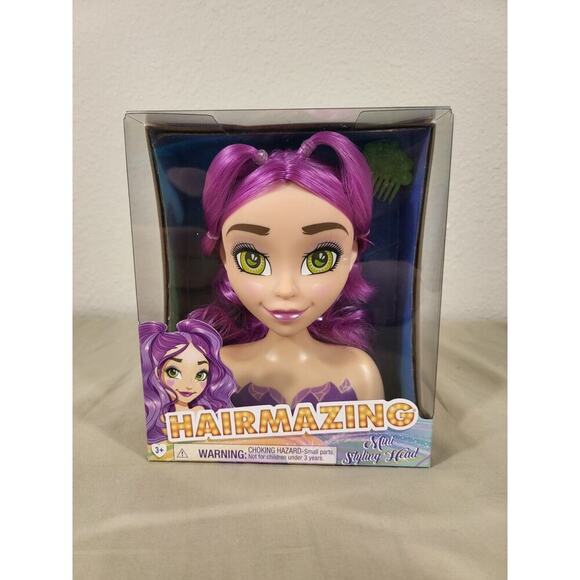 Hairmazing Fairy Mini Styling Head Toy Features Beautiful, Wavy Purple Hair New - Picture 6 of 11